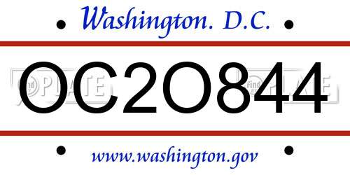 OC2O844 District Of Columbia License Plate