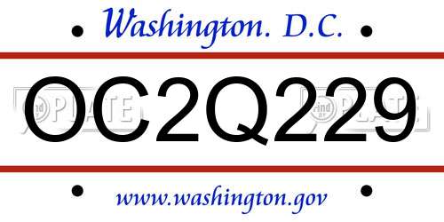 OC2Q229 District Of Columbia License Plate