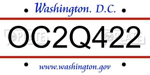 OC2Q422 District Of Columbia License Plate