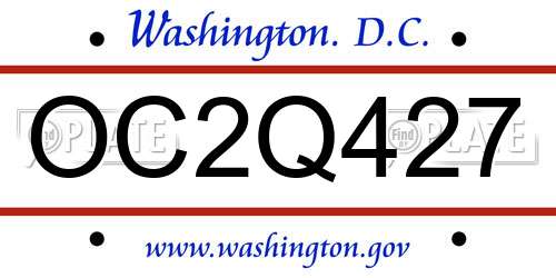 OC2Q427 District Of Columbia License Plate