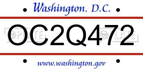 OC2Q472 District Of Columbia License Plate