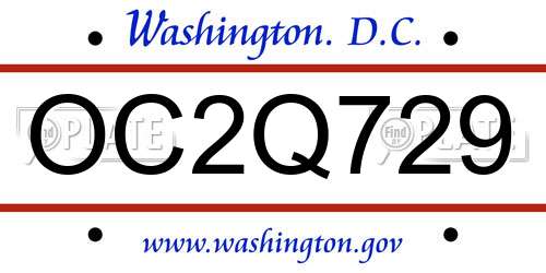 OC2Q729 District Of Columbia License Plate
