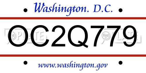 OC2Q779 District Of Columbia License Plate