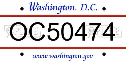 OC50474 District Of Columbia License Plate