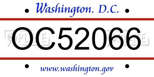 OC52066 District Of Columbia License Plate