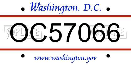 OC57066 District Of Columbia License Plate