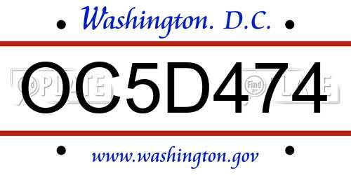 OC5D474 District Of Columbia License Plate