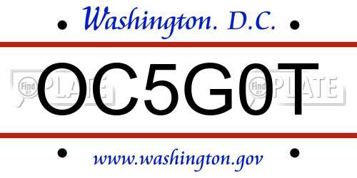 OC5G0T District Of Columbia License Plate