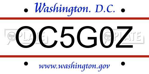 OC5G0Z District Of Columbia License Plate