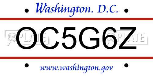 OC5G6Z District Of Columbia License Plate