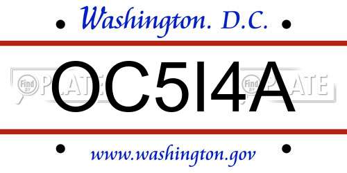 OC5I4A District Of Columbia License Plate