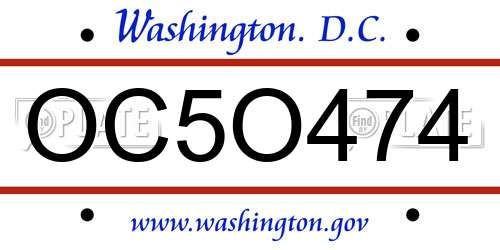 OC5O474 District Of Columbia License Plate