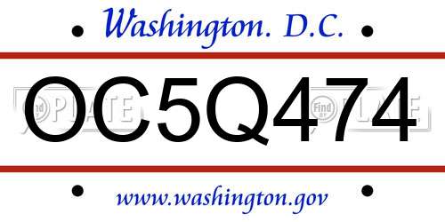 OC5Q474 District Of Columbia License Plate