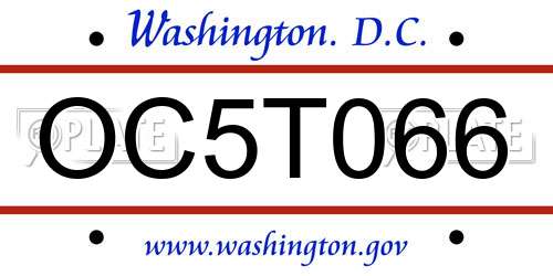 OC5T066 District Of Columbia License Plate