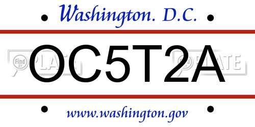 OC5T2A District Of Columbia License Plate