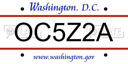 OC5Z2A District Of Columbia License Plate