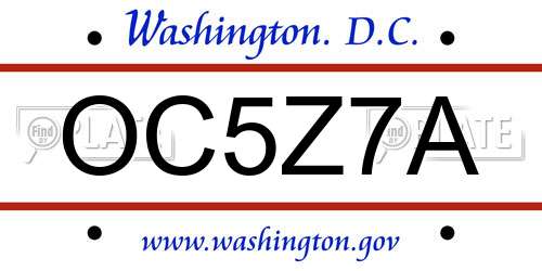 OC5Z7A District Of Columbia License Plate