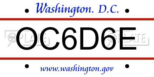 OC6D6E District Of Columbia License Plate