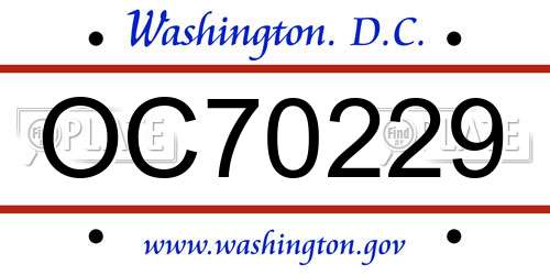 OC70229 District Of Columbia License Plate