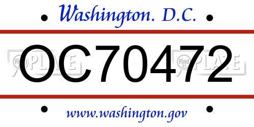 OC70472 District Of Columbia License Plate