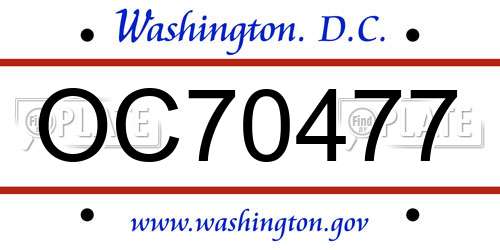 OC70477 District Of Columbia License Plate