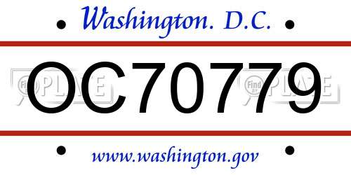 OC70779 District Of Columbia License Plate