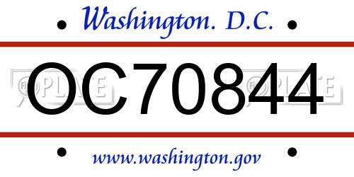 OC70844 District Of Columbia License Plate