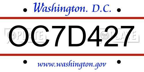 OC7D427 District Of Columbia License Plate