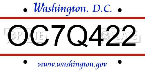 OC7Q422 District Of Columbia License Plate
