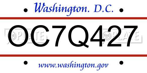 OC7Q427 District Of Columbia License Plate