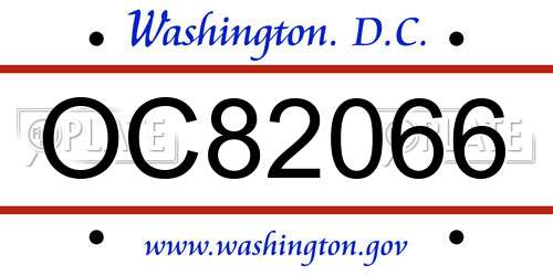 OC82066 District Of Columbia License Plate