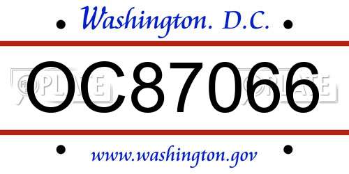 OC87066 District Of Columbia License Plate