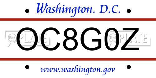 OC8G0Z District Of Columbia License Plate