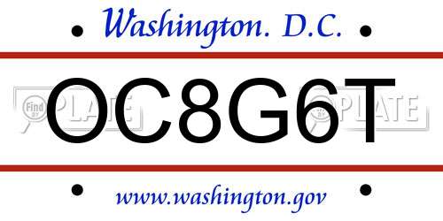 OC8G6T District Of Columbia License Plate