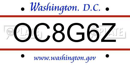 OC8G6Z District Of Columbia License Plate