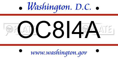 OC8I4A District Of Columbia License Plate
