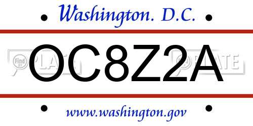 OC8Z2A District Of Columbia License Plate