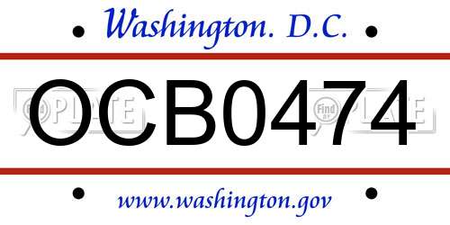 OCB0474 District Of Columbia License Plate