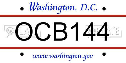 OCB144 District Of Columbia License Plate