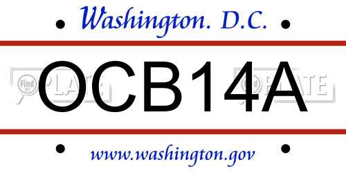 OCB14A District Of Columbia License Plate
