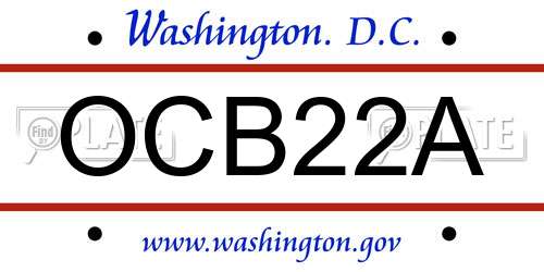OCB22A District Of Columbia License Plate