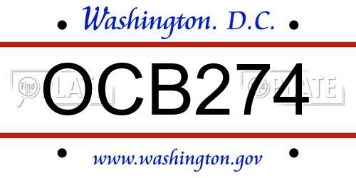 OCB274 District Of Columbia License Plate