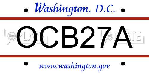 OCB27A District Of Columbia License Plate
