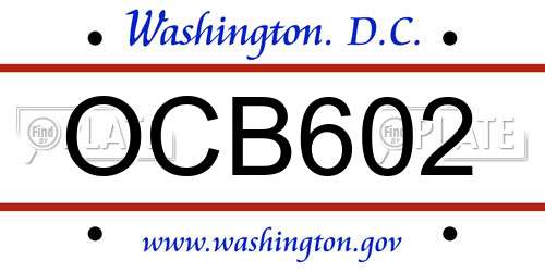 OCB602 District Of Columbia License Plate