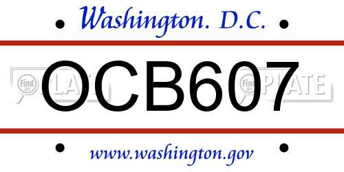 OCB607 District Of Columbia License Plate