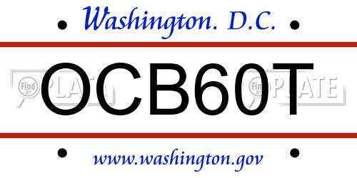 OCB60T District Of Columbia License Plate