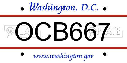 OCB667 District Of Columbia License Plate