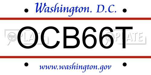 OCB66T District Of Columbia License Plate