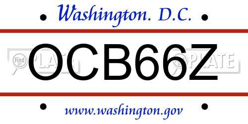 OCB66Z District Of Columbia License Plate
