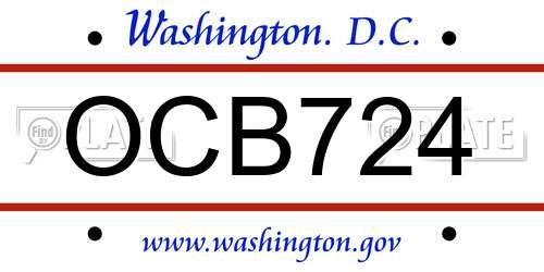 OCB724 District Of Columbia License Plate